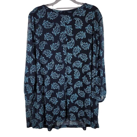 Catherines Colors of Blue Lined With Sheer Long Sleeve Blouse 22/24 2X - Picture 2 of 5